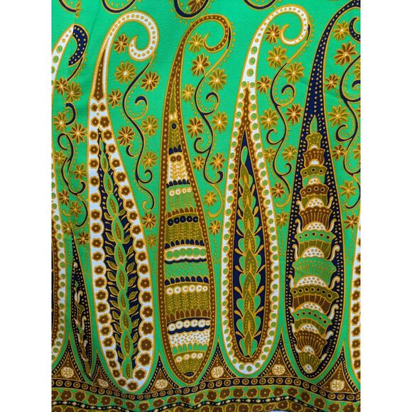 Psychedelic Ornate Lime Green Paisley ALEX COLMAN Vintage 1970's Mod Wrap Skirt - Picture 1 of 8